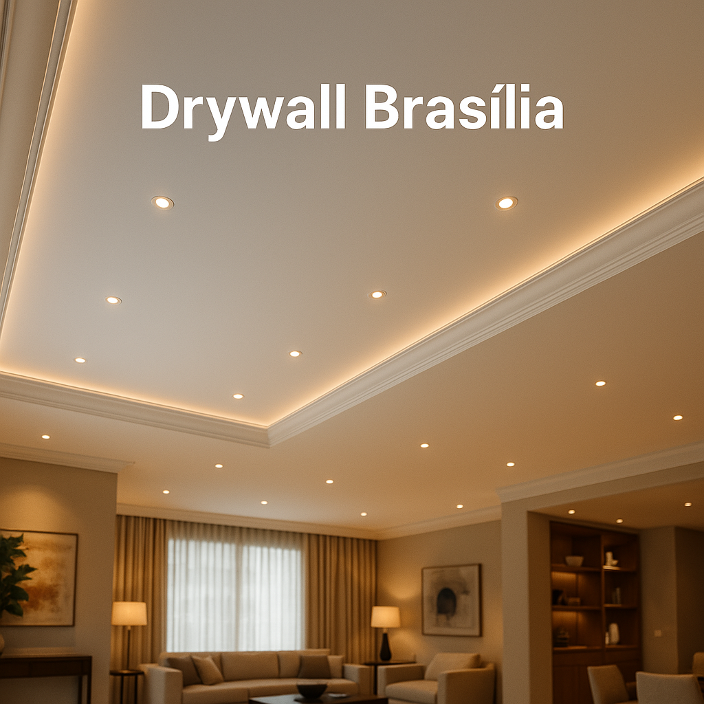 Interior com forro e sanca de drywall moderno